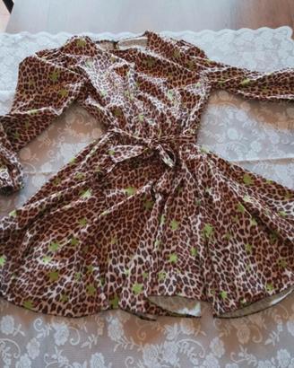 Abito corto leopardato,dettagli neon/green TU