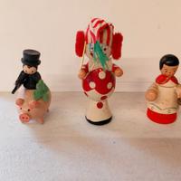 3 Decorazioni Natale Legno Vintage