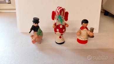 3 Decorazioni Natale Legno Vintage