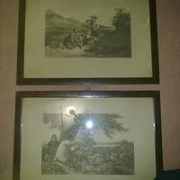 Quadro Coppia Quadri antichi 800 scena caccia Gote