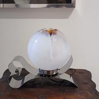 lampada da tavolo anni 70 Murano e acciaio 