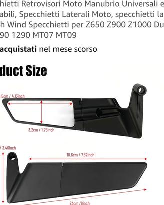 Specchietti retrovisori per moto.