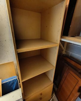 Libreria / Mobile contenitore in legno con cassett