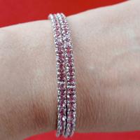 BRACCIALE ACCIAIO E PIETRE ROSA