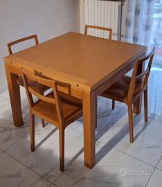 TAVOLO LINEA MAP + 4 SEDIE  TUTTO IN VERO LEGNO!