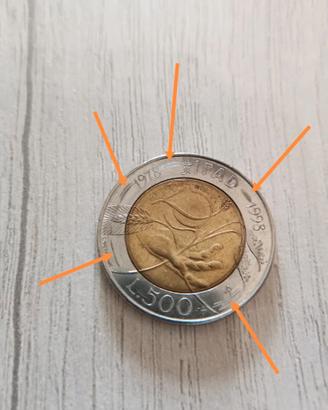 Moneta 500 lire IFAD 1978-1998 Errore di Conio
