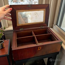 Antica scatola da lavoro cuciro femminile fine 800