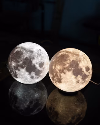 lampada luna  lunare 3d led tavolo  luce idea 