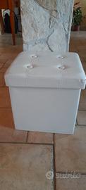 Puff Contenitore Pieghevole Bianco – Salvaspazio