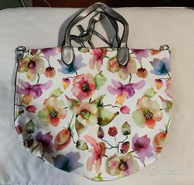 Borsa Tote Reversibile Floreale e Argento - Come N