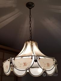 Lampadario in vetro e metallo