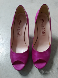 Decolte' donna tacco alto raso fucsia plateau