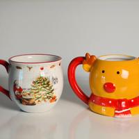 Set 2 tazze natalizie Babbo Natale e Renna