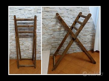Antico cavalletto in legno naturale originale 