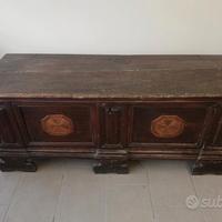 Cassapanca antica intarsiata XVII 600 seicento
