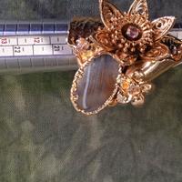 anello agata ottone e zirconi rosa pietre naturali