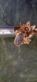 anello agata ottone e zirconi rosa pietre naturali