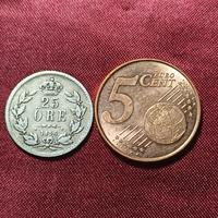 Svezia 25 ORE 1856 in argento 