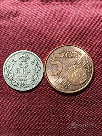 Svezia 25 ORE 1856 in argento 