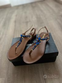 Sandali con gioielli blu cobalto Primadonna NUOVI