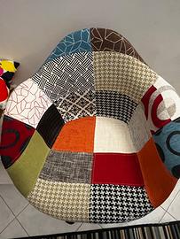 Poltrona girevole in tessuto patchwork