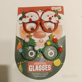 Set Natalizio 4 occhiali + 10 luci Natalizie 