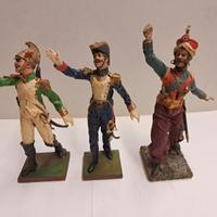 3 statuine di soldati in resina dipinti a mano