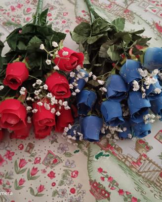Mazzo rose rosse e blu Seta 