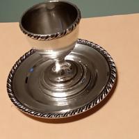 Portauovo con piattino in argento 800 vintage.