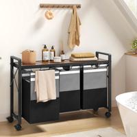 Mobile Bucato acciaio 3 Scomparti 15 Lt e ripiano