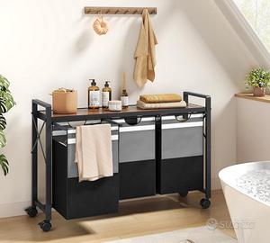 Mobile Bucato acciaio 3 Scomparti 15 Lt e ripiano