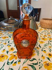 Bottiglia vintage in vetro ambrato con argento 925