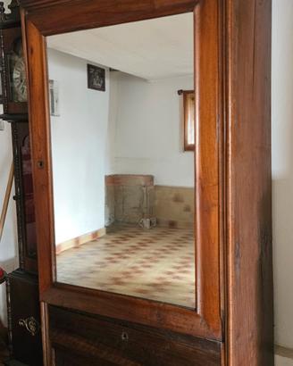 Armadio antico a 1 anta con specchio e cassettone