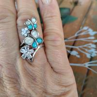 ANELLO IN ARGENTO 925 CON MADREPERLA E TURCHESE.