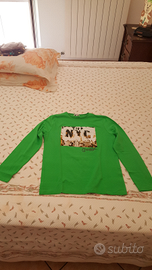 T-shirt a manica lunga con stampa verde