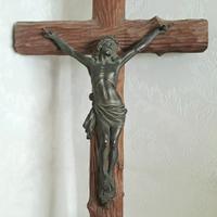 CROCEFISSO CROCIFISSO D'EPOCA SCULTURA BRONZO 