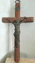 CROCEFISSO CROCIFISSO D'EPOCA SCULTURA BRONZO 