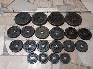 SET dischi ghisa 42kg 25mm pesi palestra bilancier