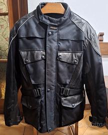 Giacca in cordura e pelle con protezioni per moto