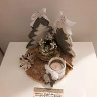 Natività con Porta Candela e base in legno
