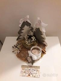 Natività con Porta Candela e base in legno