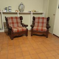 poltrone legno e tessuto vintage