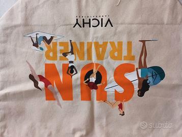 Borsa mare Vichy in Juta beige con manici arancia