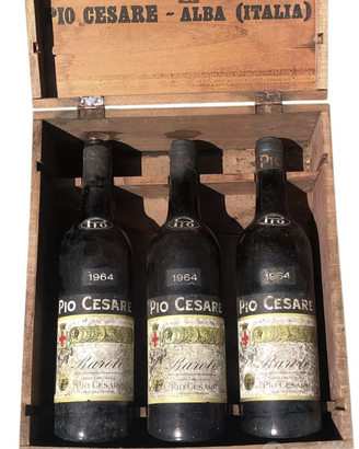 3 bottiglie vino Barolo Pio Cesare 1964 Alba