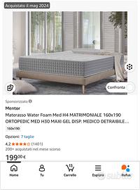 Materasso matrimoniale 160x190