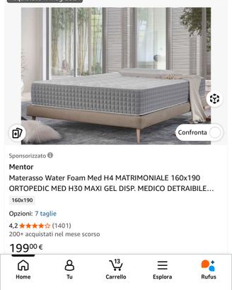 Materasso matrimoniale 160x190