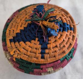 CESTO ANTICO CON COPERCHIO CM 12 CESTO SARDO IN GI