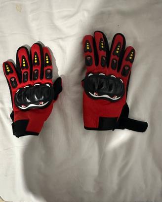 guanti moto rossi con protezioni