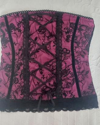 Top/corsetto vintage rifinito in pizzo -Taglia L