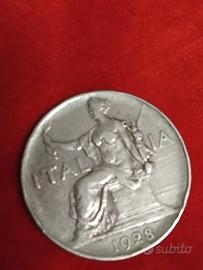 Raro Buono da 1 Lira 1928 - "Italia Seduta" /BB